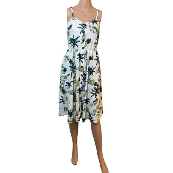 Halife dress white pineapple new women’s size medium - Picture 1 of 6